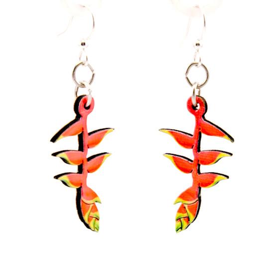 Earrings Heliconia Rostrata Blossoms #176 | Red Sunflower
