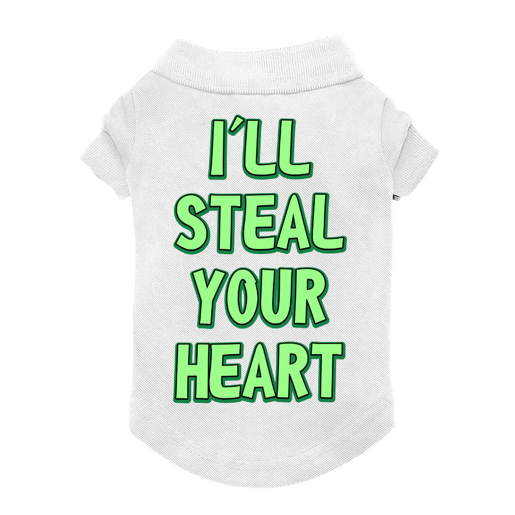 I'll Steal Your Heart Dog Polo Shirt - Art Print Dog T-Shirt - Word Design Dog Clothing