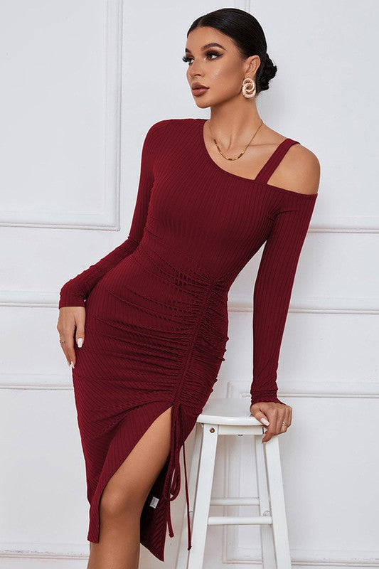 Cut Off Dress in Burgundy