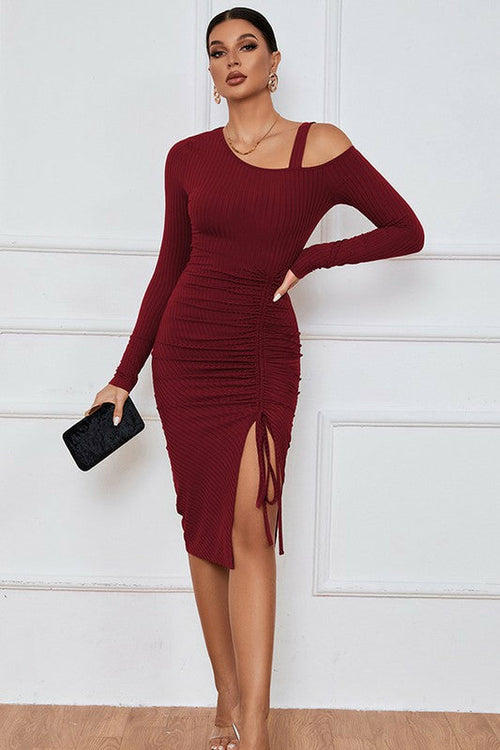 Cut Off Dress in Burgundy