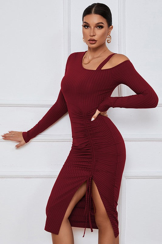 Cut Off Dress in Burgundy