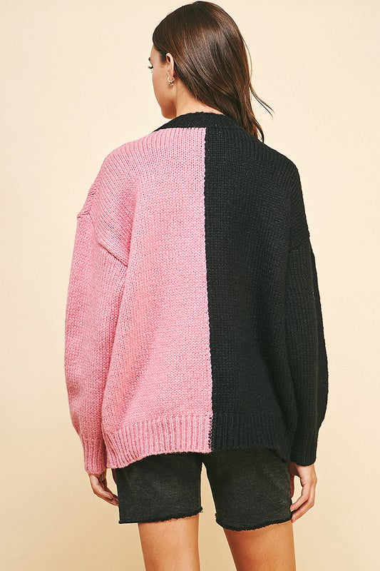 Loose Fit Cable Sweater Cardigan