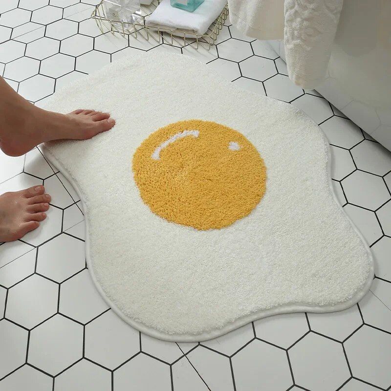 Egg-citing Poached Egg Shaped Carpet: Non-Slip, Multi-Purpose & Fun Home Accessory