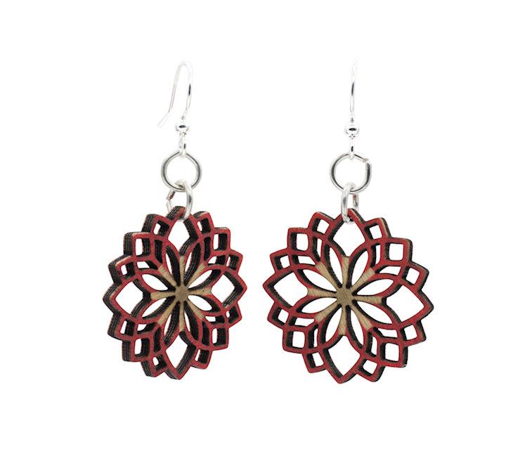 Dahlia Flower Blossom Earrings #182 | Red Sunflower