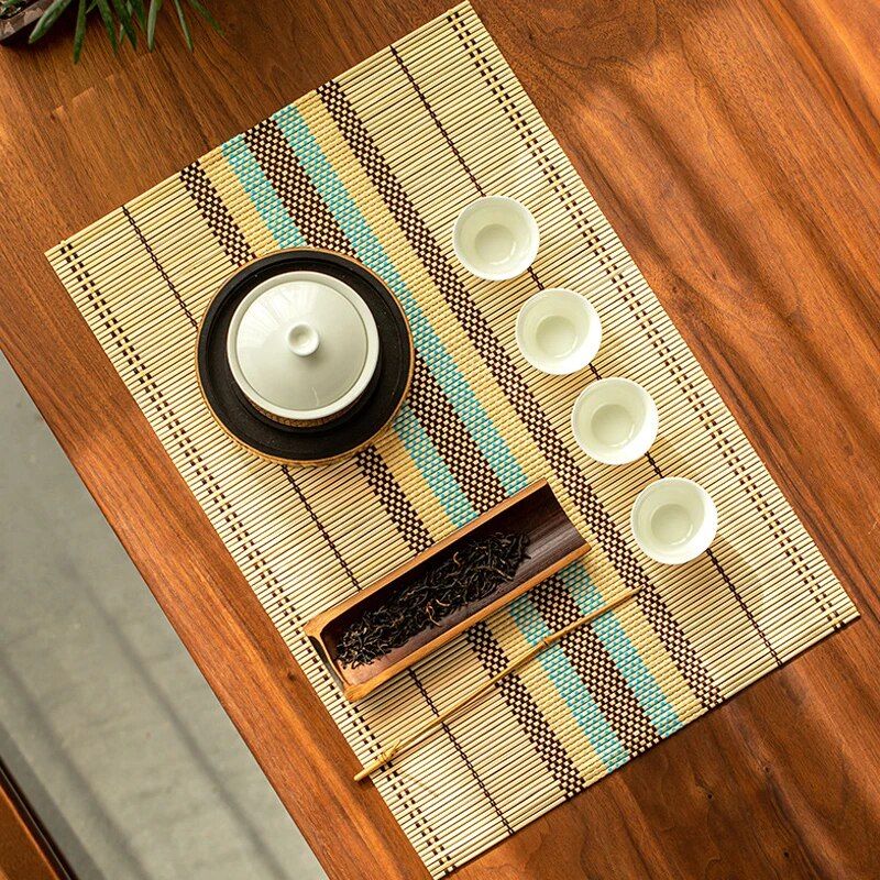 Eco-Chic Bamboo Placemat & Coaster Set - Vibrant, Durable Table Mats