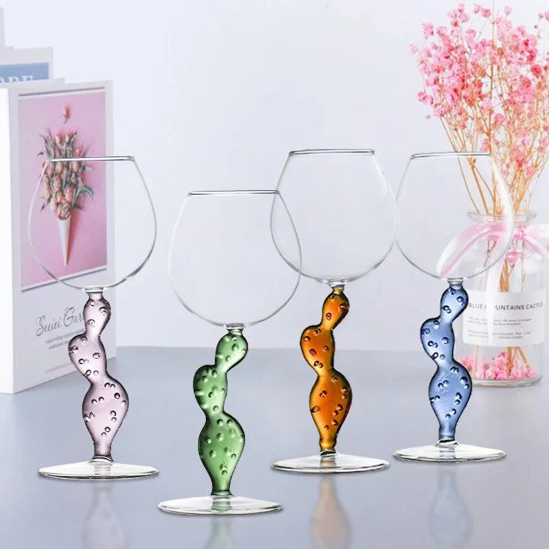 300ml Cactus-Shaped Crystal Cocktail Glass - Elegant Wine Goblet for Special Occasions