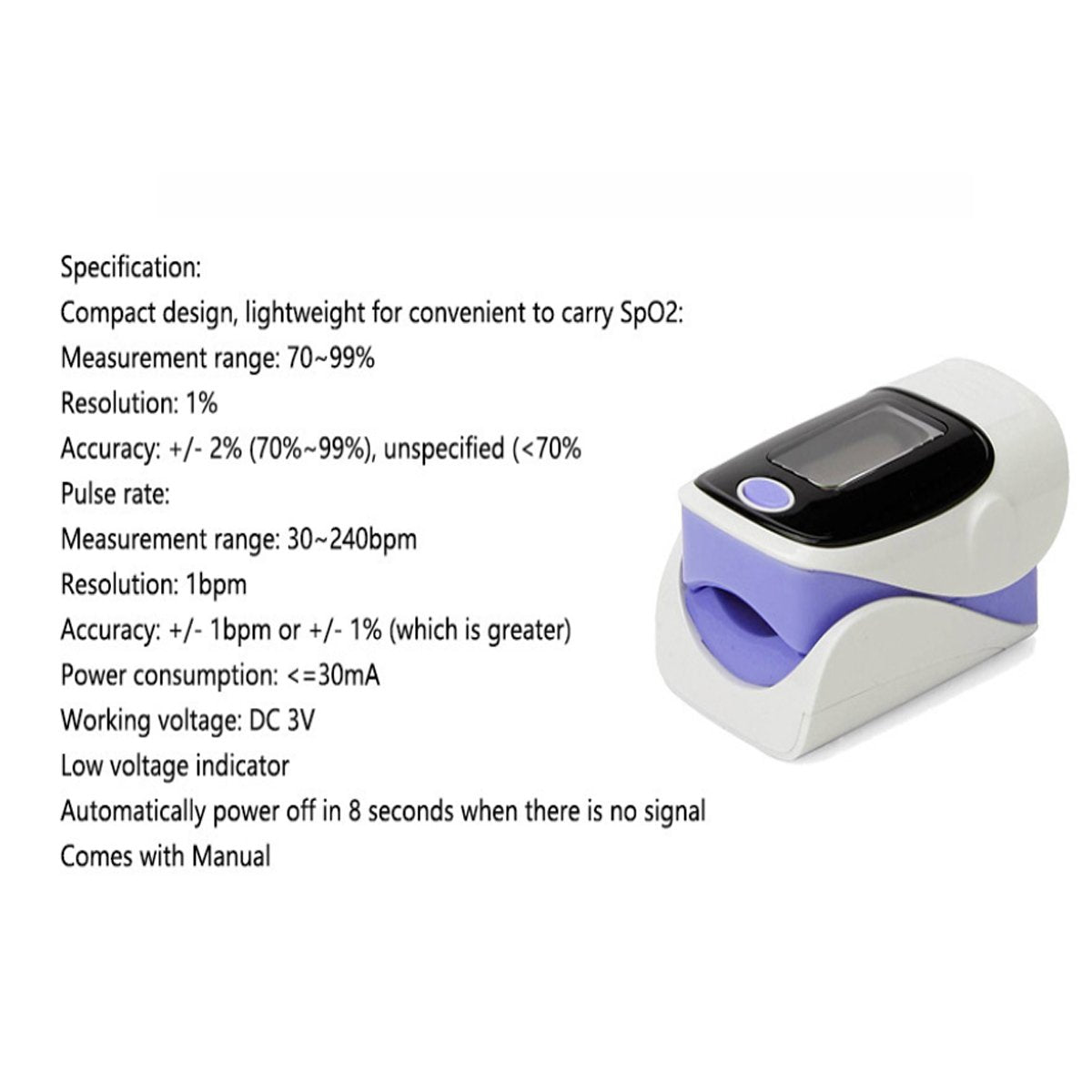 Fingertip Pulse Oximeter And Blood Oxygen Saturation Monitor With LED