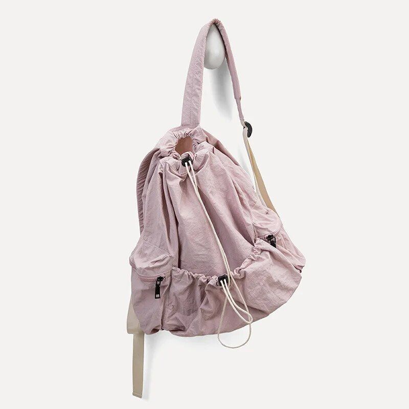 Chic Ruched Nylon Backpack: Lightweight Fashion for Women & Students