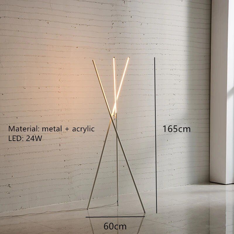 Modern Nordic LED Floor Lamp – Minimalist Aluminum 3-Prong Design for Elegant Home Lighting