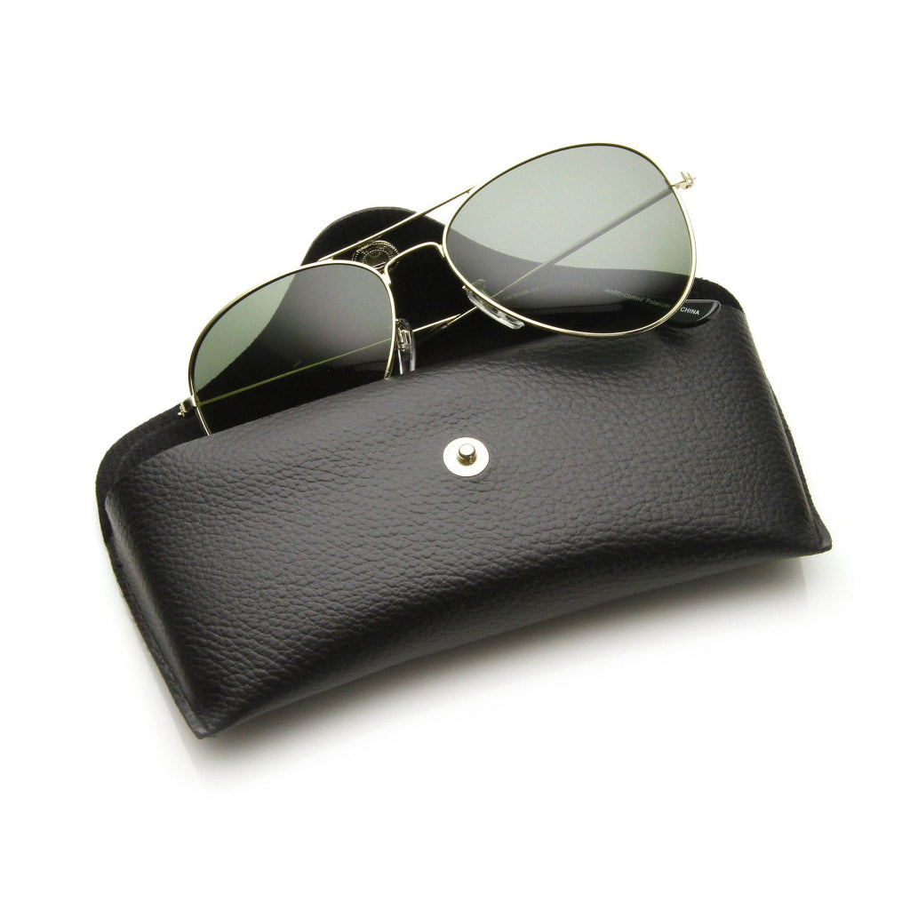 Polarized Gunmetal Aviator Sunglasses