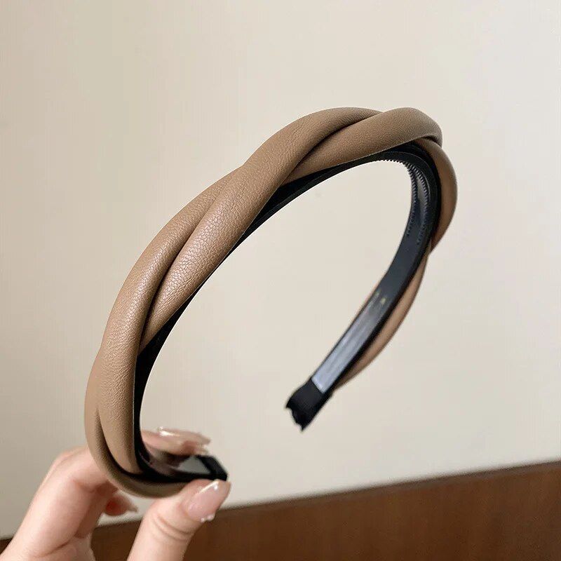 Elegant PU Leather Braided Headband