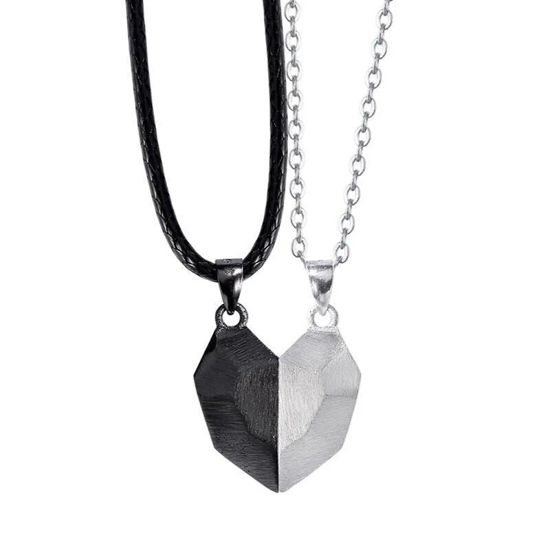 Magnetic Couple Heart Pendant Necklaces