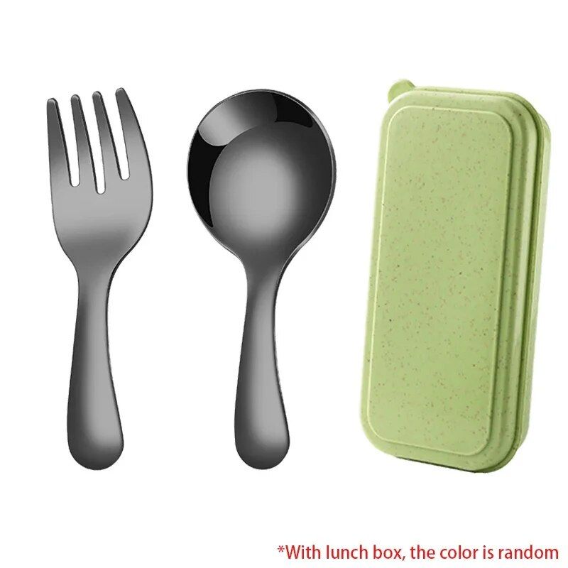 Compact Stainless Steel Spoon & Fork Set with Lunch Box - Ideal for Camping and Outdoor Adventures