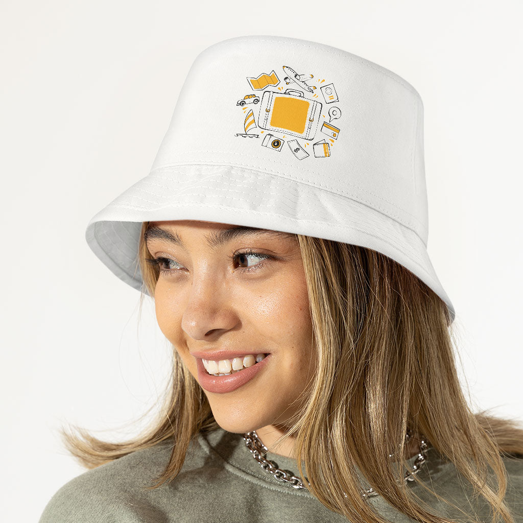 Travel Bucket Hat - Suitcase Hat - Cool Bucket Hat