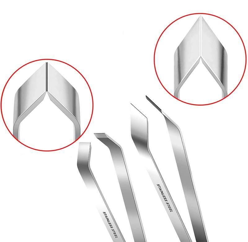 Professional Stainless Steel Fish Bone Tweezers Set, 2 Pcs