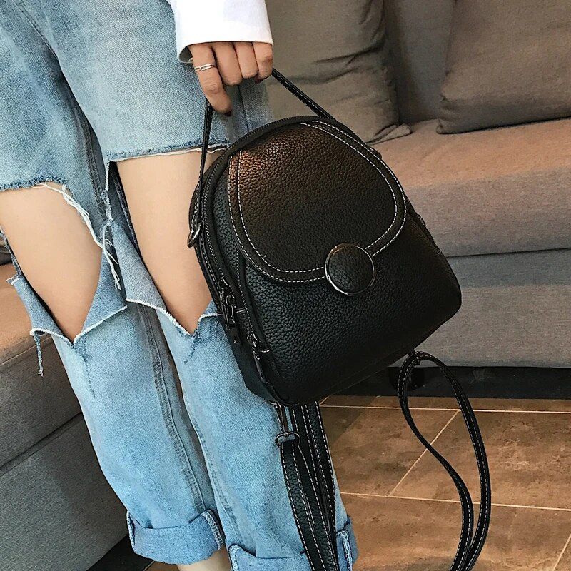 Chic Mini Leather Backpack for Women