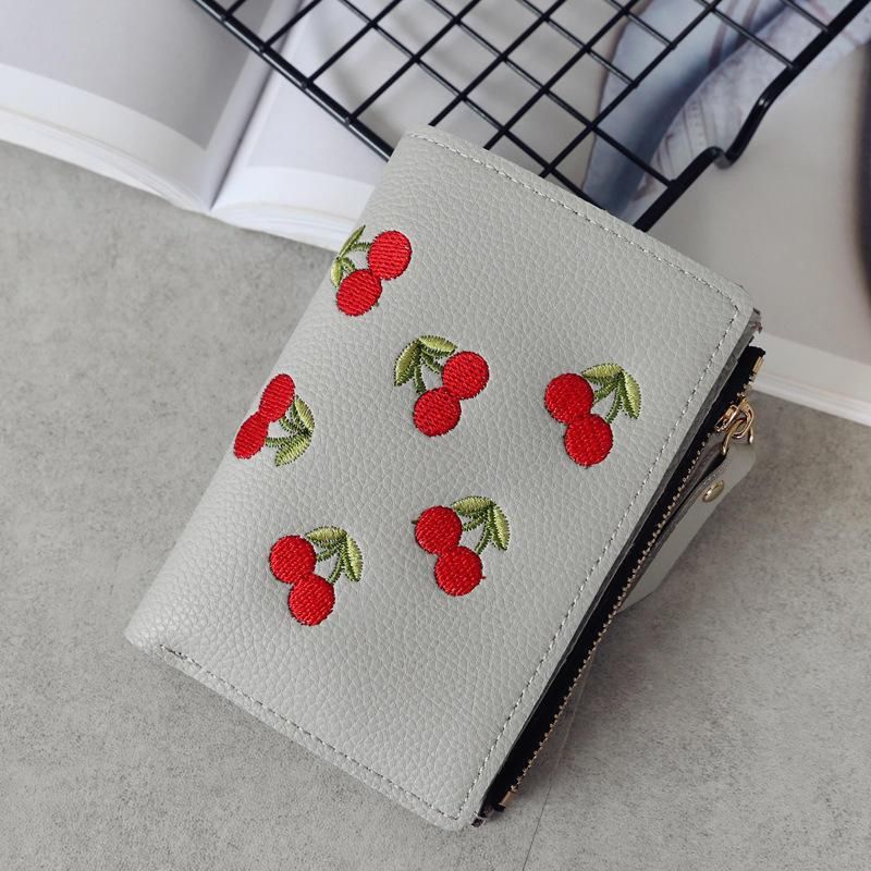 Chic Mini Wallet with Fruits Embroidery