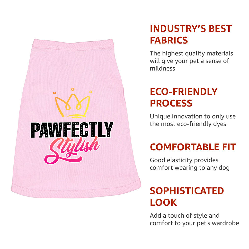 Pawfectly Stylish Dog Sleeveless Shirt - Crown Dog Shirt - Printed Dog Clothing