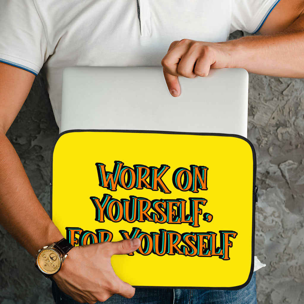 Work on Yourself MacBook Pro 14" Two-Sided Sleeve - Cool Laptop Sleeve - Quote MacBook Sleeve