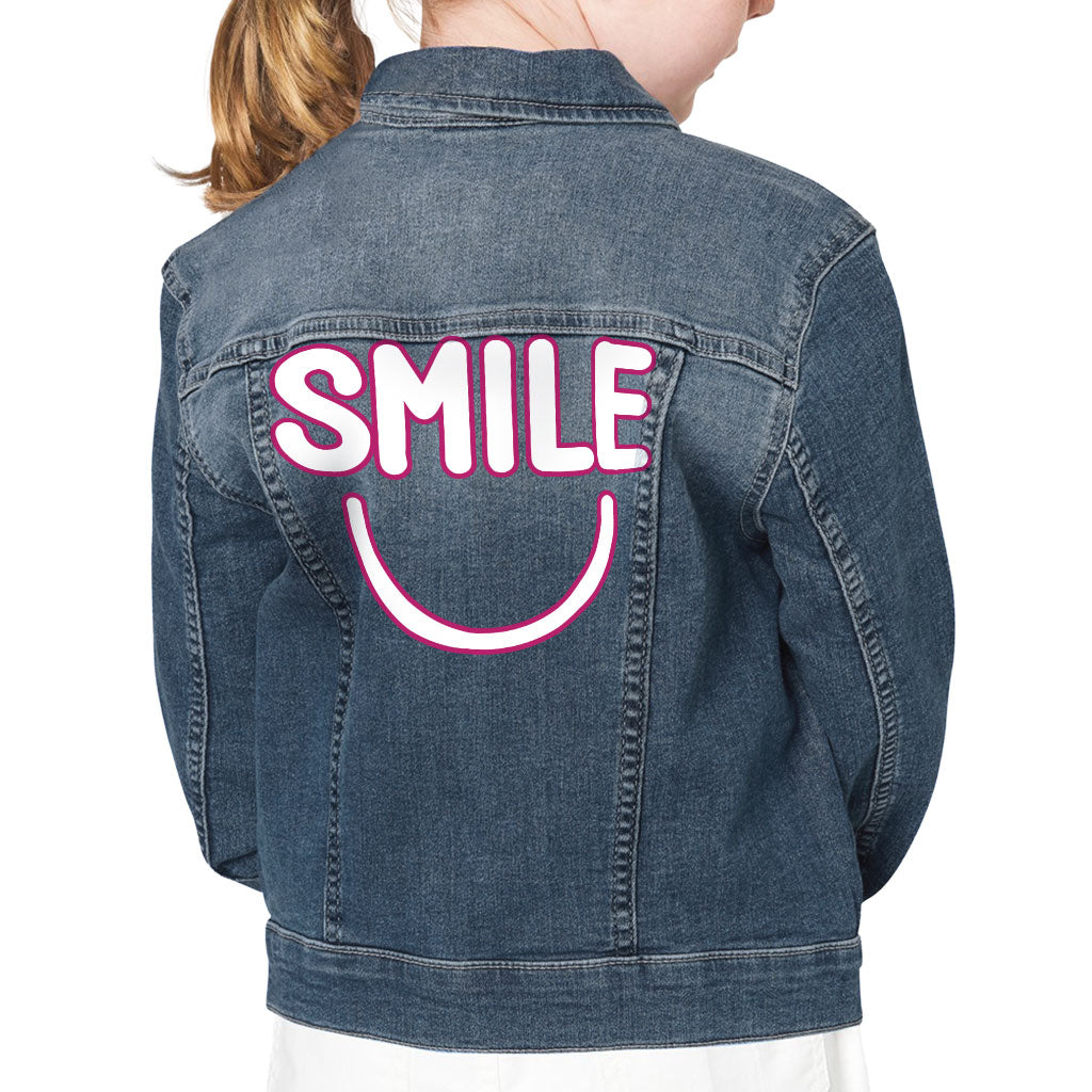 Smile Kids' Denim Jacket - Positive Jean Jacket - Cute Design Denim Jacket for Kids