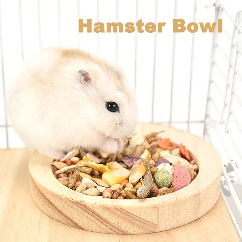 Charming Wooden Pet Food Bowl for Small Animals