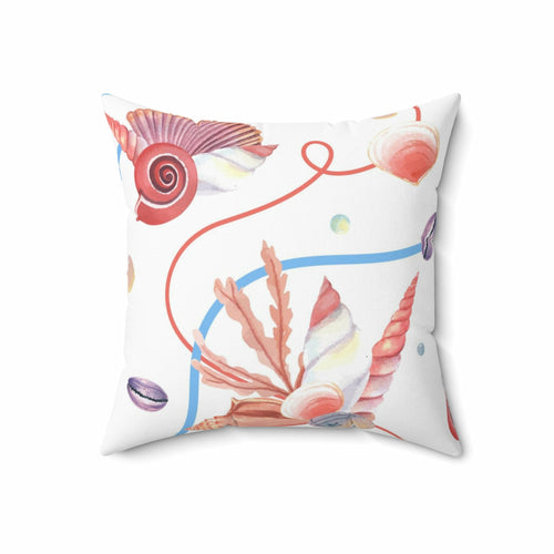 Uniquely You Decorative Throw Pillow Cover, Beach Seashell Coral