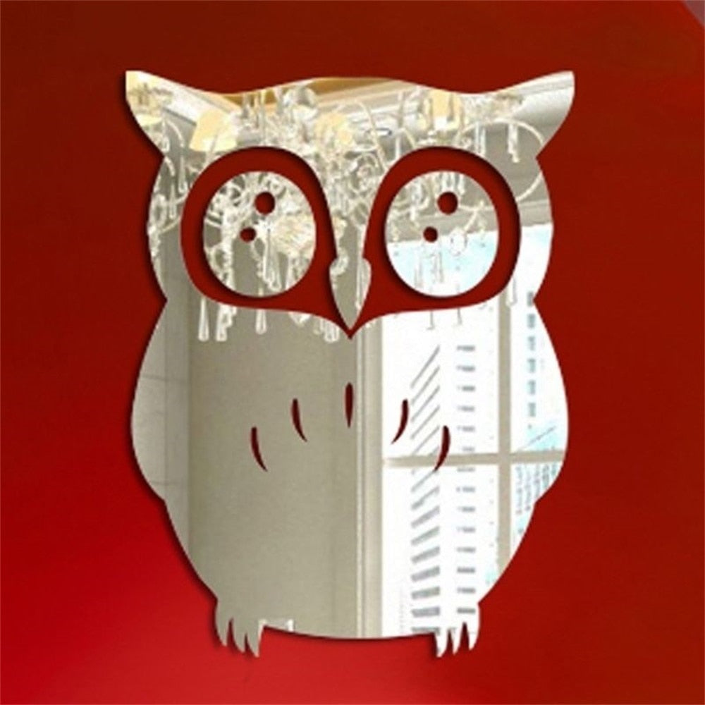 3D Owl Mirror Vinyl Removable Wall Sticker, 1 Piece