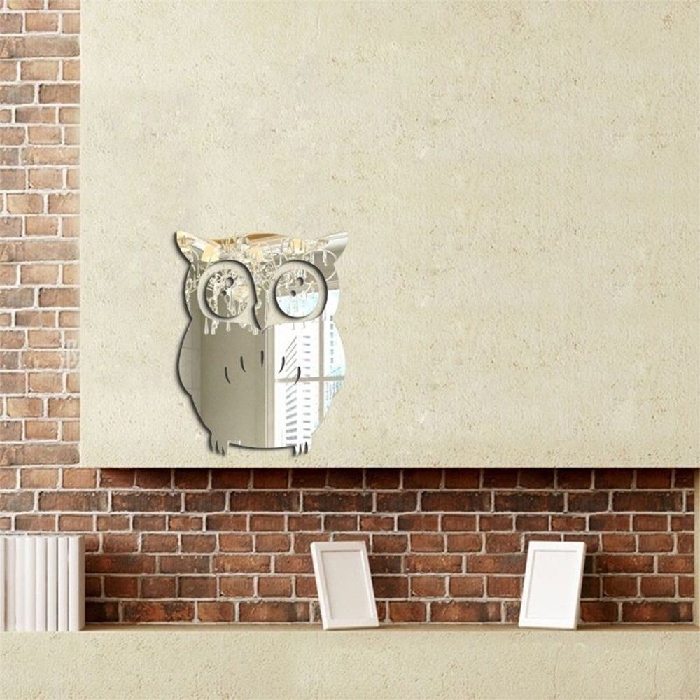 3D Owl Mirror Vinyl Removable Wall Sticker, 1 Piece