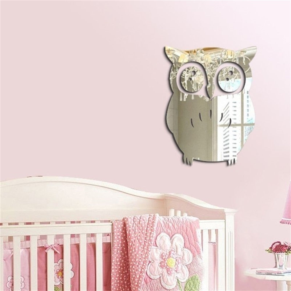 3D Owl Mirror Vinyl Removable Wall Sticker, 1 Piece