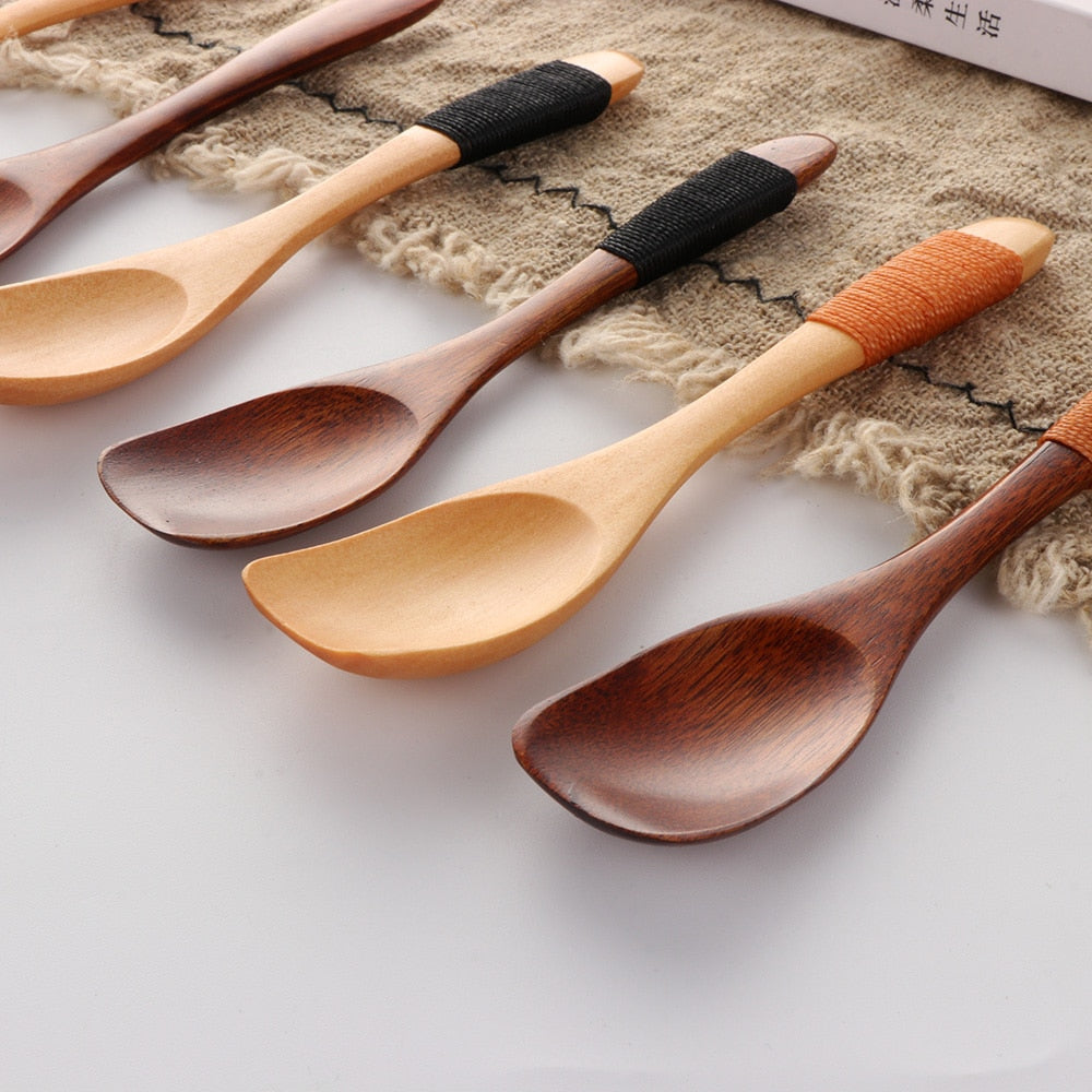 1PCS Traditional Wooden Kids  Spoons  Large Long