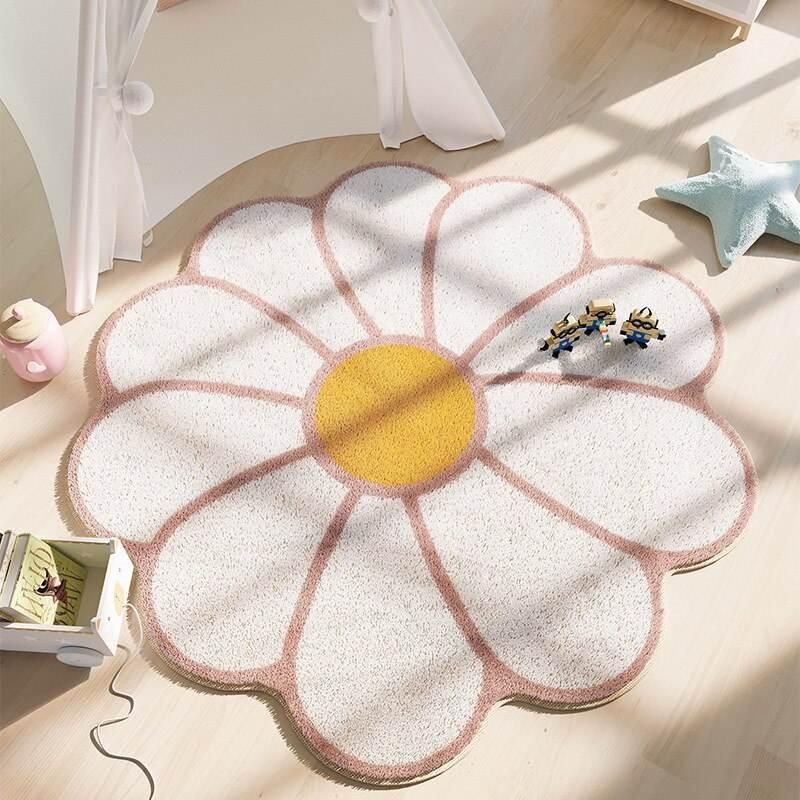 Versatile Flower-Shaped Imitation Cashmere Floor Mat