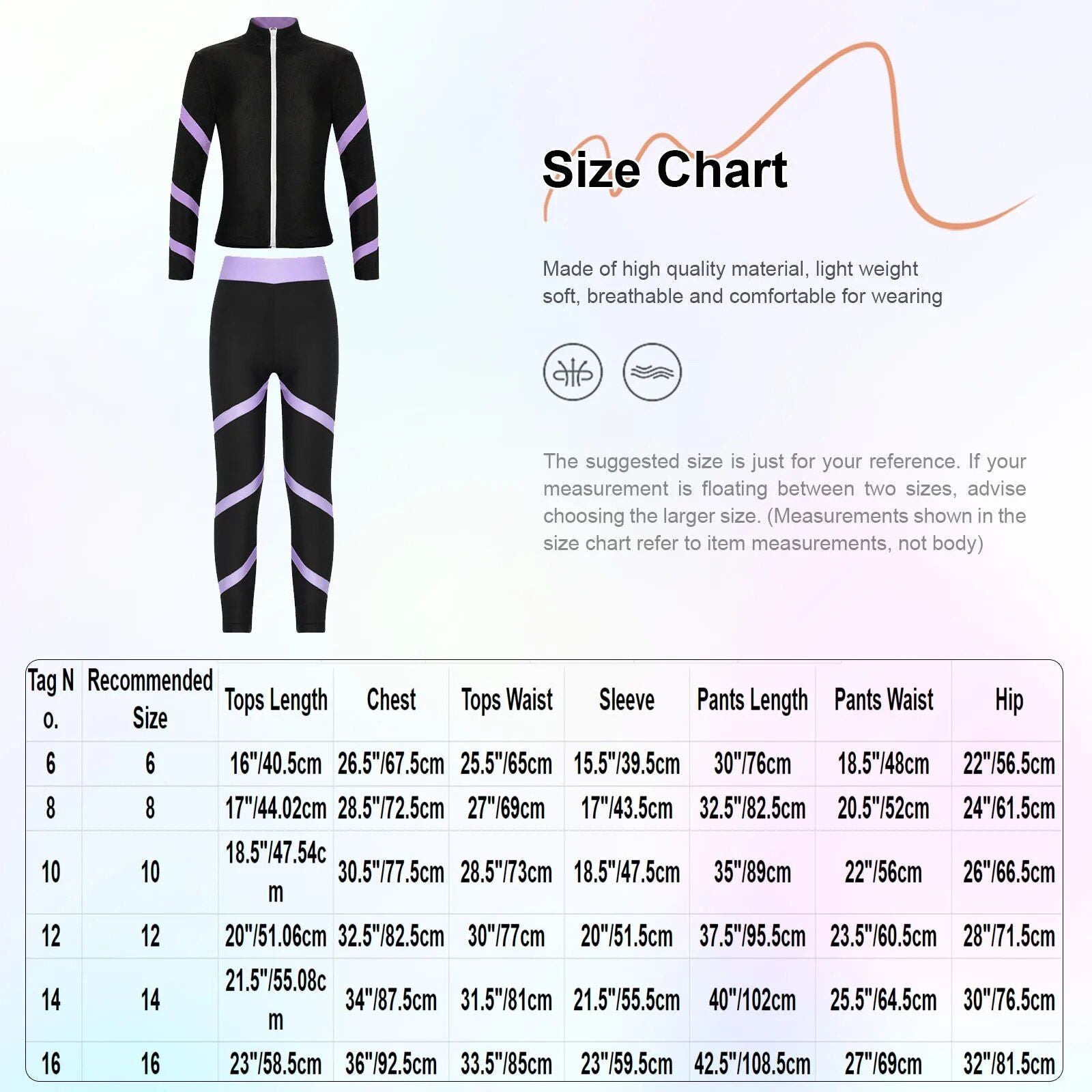 Girls' Striped Sportswear Set: Long Sleeve Zipper Top & Leggings for Gymnastics, Yoga & Dance