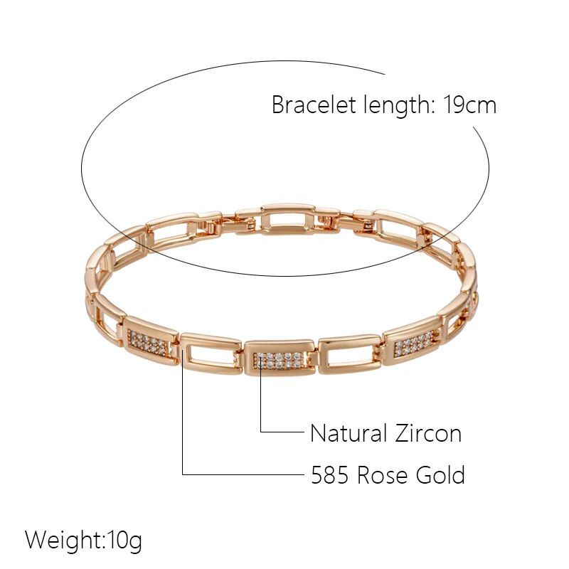 Rose Gold Square Zircon Bracelet - Luxury Geometric Link Chain for Women