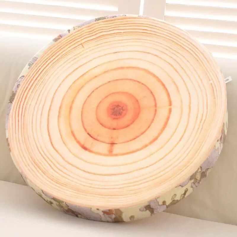 Nature-Inspired Plush Tree Stump Pillow