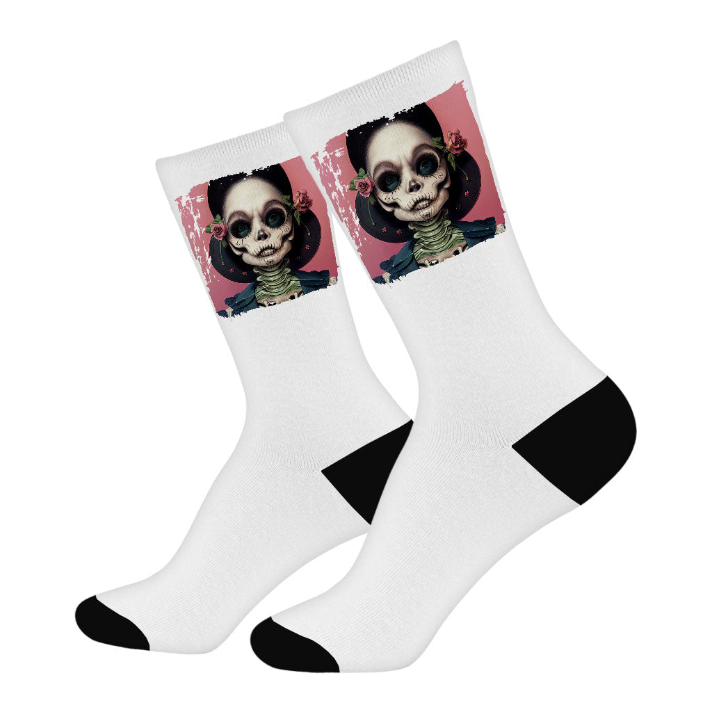 3D Skull Socks - Skeleton Novelty Socks - Halloween Themed Crew Socks