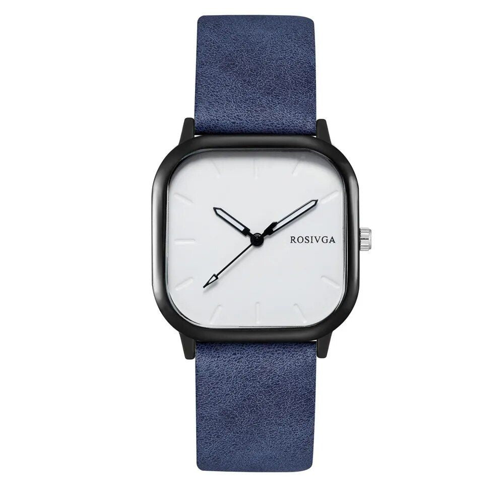 Elegant Square Dial Leather Strap Quartz Watch for Men and Women