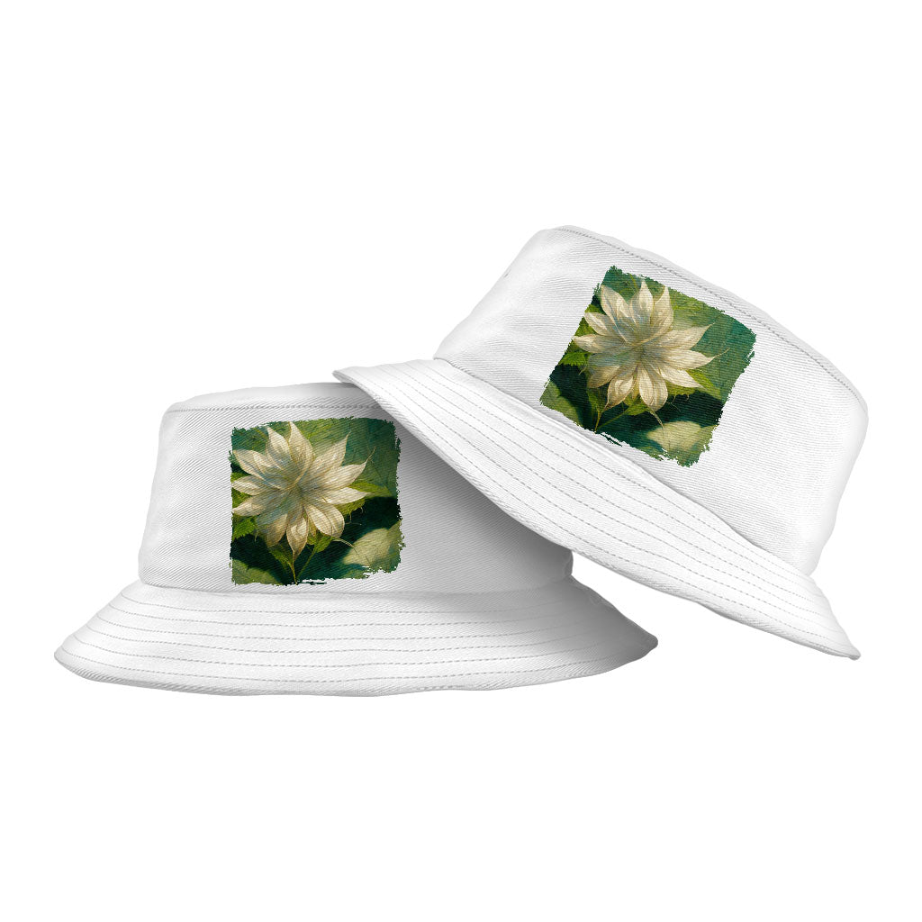 Artificial Dahlia Flower Bucket Hat - Flower Hat - Printed Bucket Hat