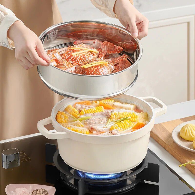 Aluminum Die-cast Non-stick Enamel Stockpot With Lid