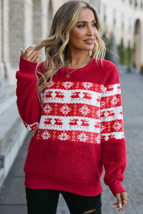 Christmas Fair Isle Spliced Brushed Sweater