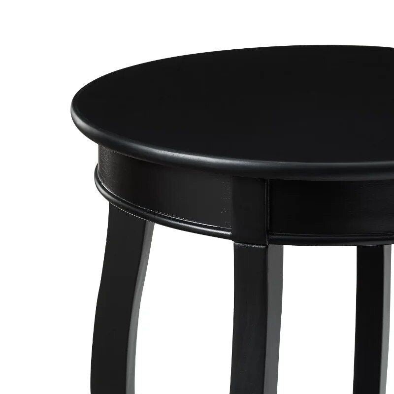 Elegant Black Round Side Table with Shelf, 24-Inch Height