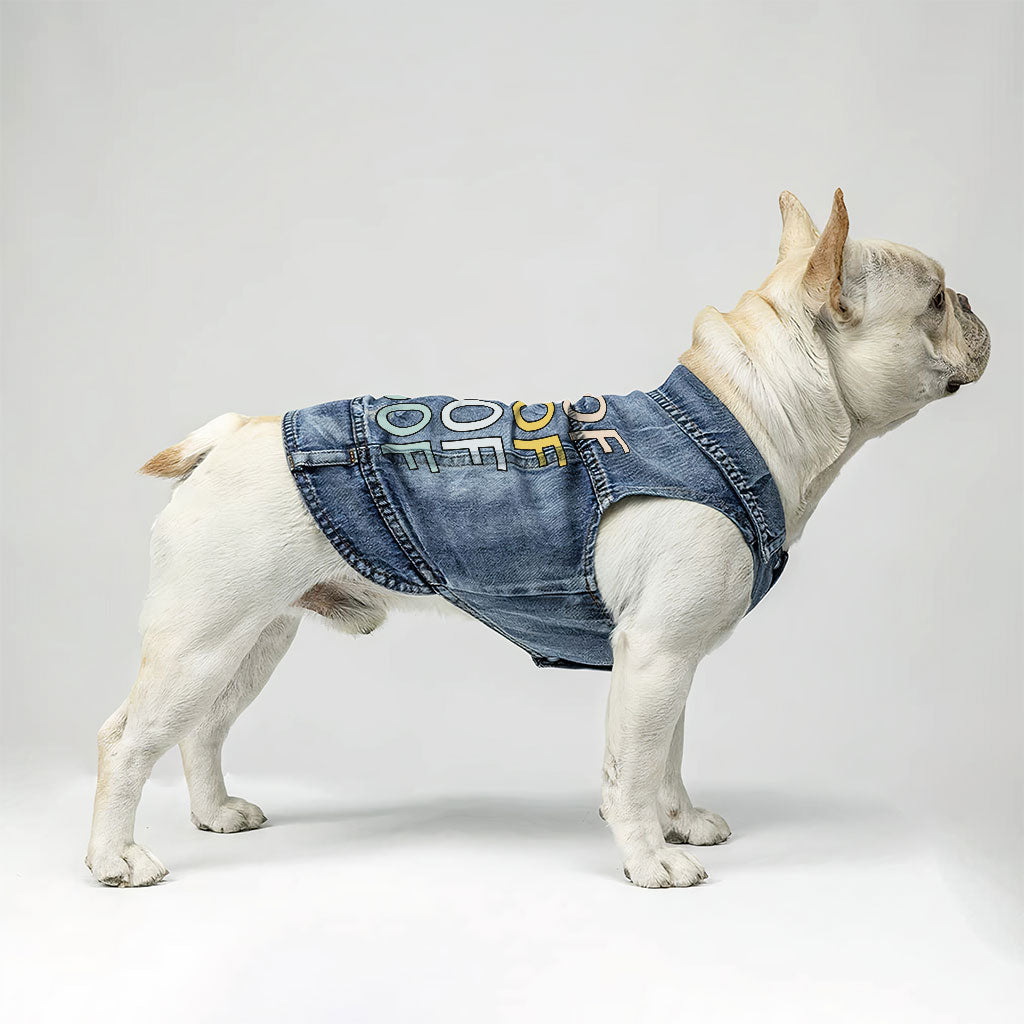 Woof Dog Denim Vest - Word Art Dog Denim Jacket - Beautiful Dog Clothing