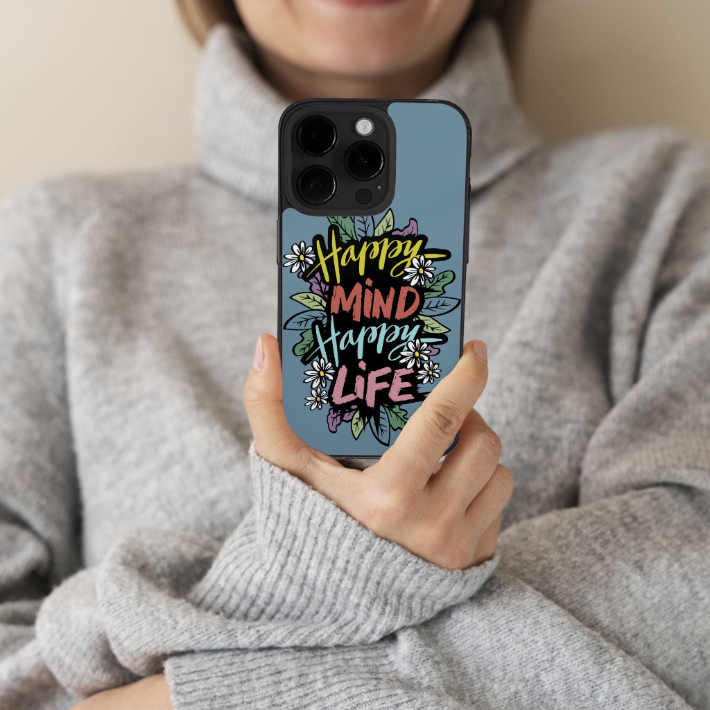 Happy Mind Happy Life iPhone 14 Pro Case - Inspirational Phone Case for iPhone 14 Pro - Cute iPhone 14 Pro Case