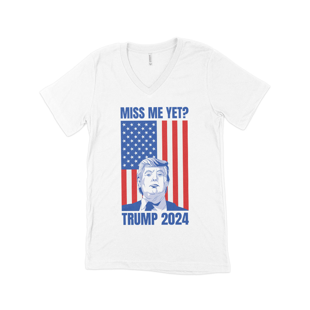 V-Neck Donald J Trump T-Shirt - Trump Flag T-Shirt