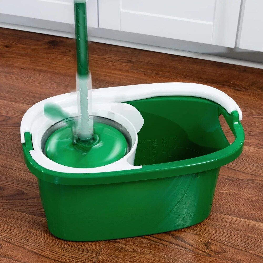 360° Spin Mop & Bucket - Microfiber Head with Adjustable Handle and Corrosion-Resistant Bucket