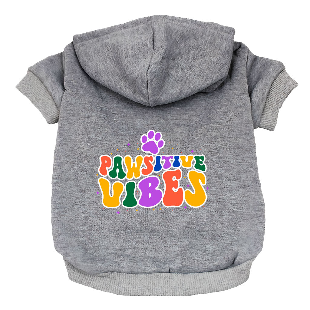 Pawsitive Vibes Dog Hoodie - Colorful Text Dog Coat - Cool Dog Clothing