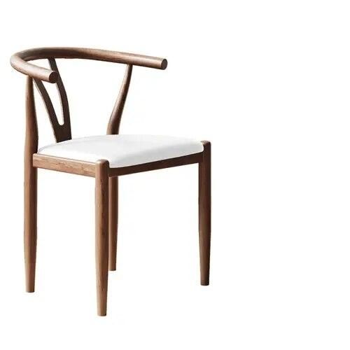 Luxurious Nordic-Style Leather Dining Chair with Armrests