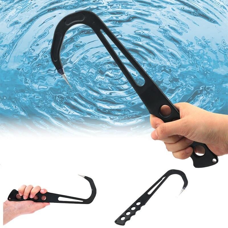 Stainless Steel Handheld Fishing Gaff - 12-Inch Grip Lip Spear Hook for Sea Fishing