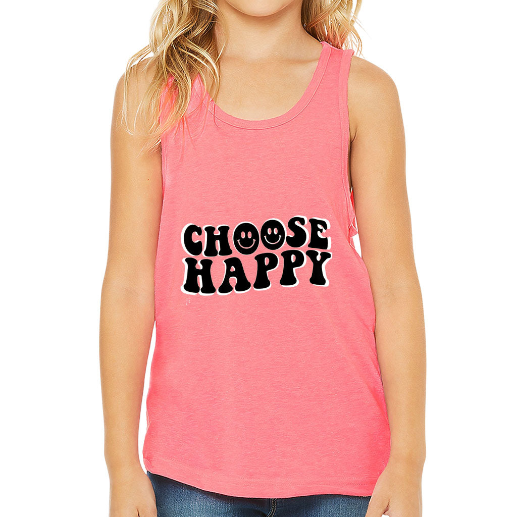 Choose Happy Kids' Jersey Tank - Trendy Sleeveless T-Shirt - Printed Kids' Tank Top