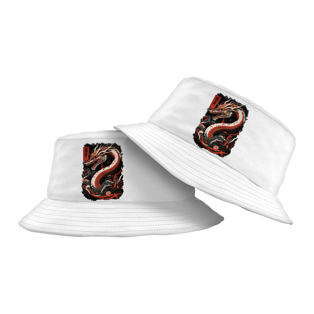 Chinese Dragon Bucket Hat - Illustration Hat - Cool Design Bucket Hat