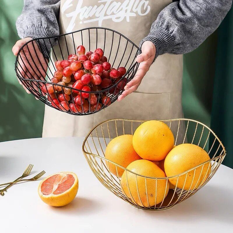 Metal Wire Fruit & Snack Storage Basket - Modern Nordic Design, Multi-Functional Kitchen Organizer